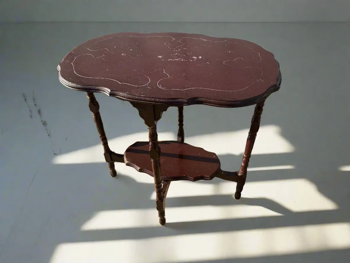 Brown Crackeled 1930S Lamp Table 1