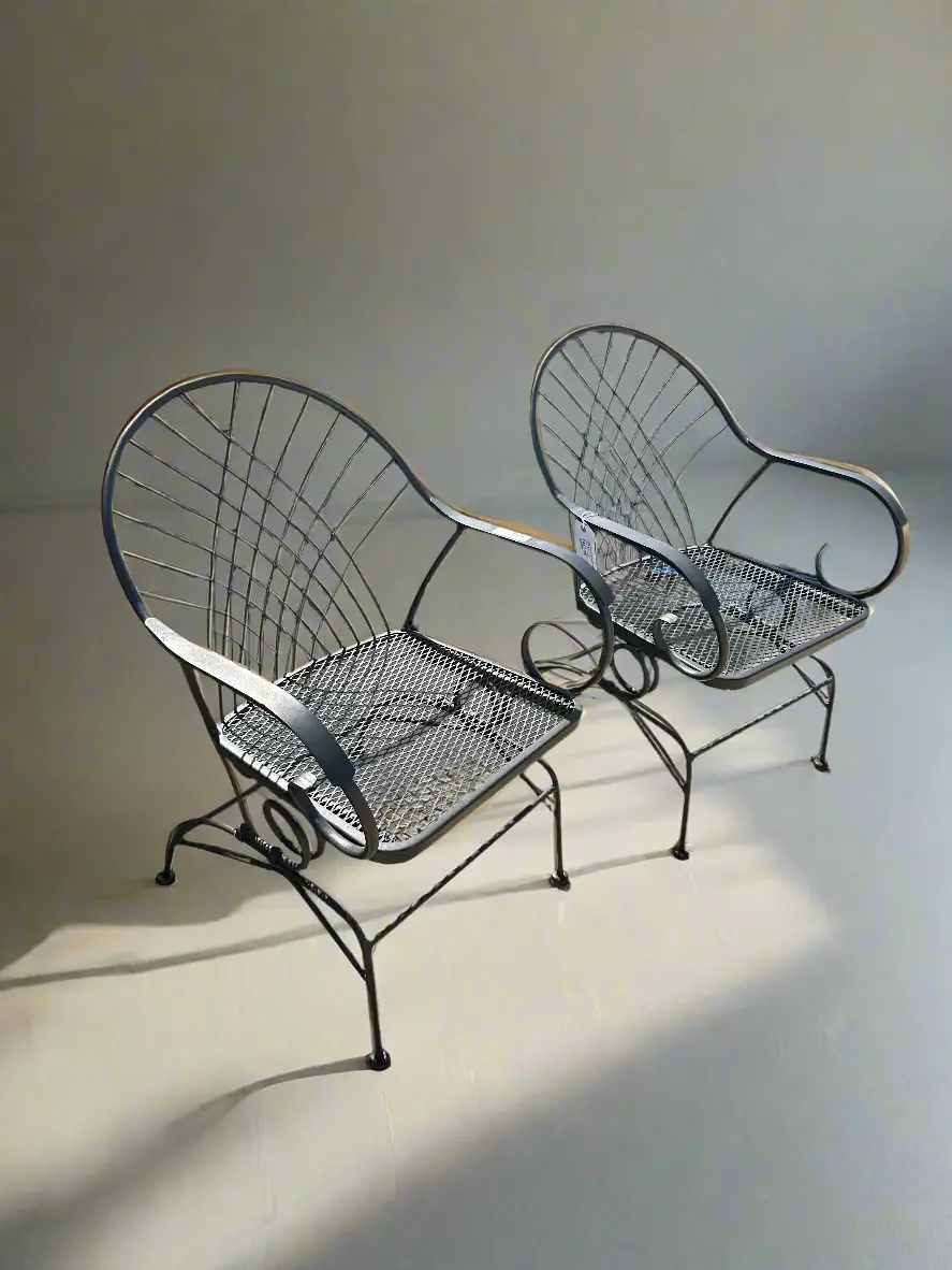 Pair Of Iron Mesh Rocking Chairs 1