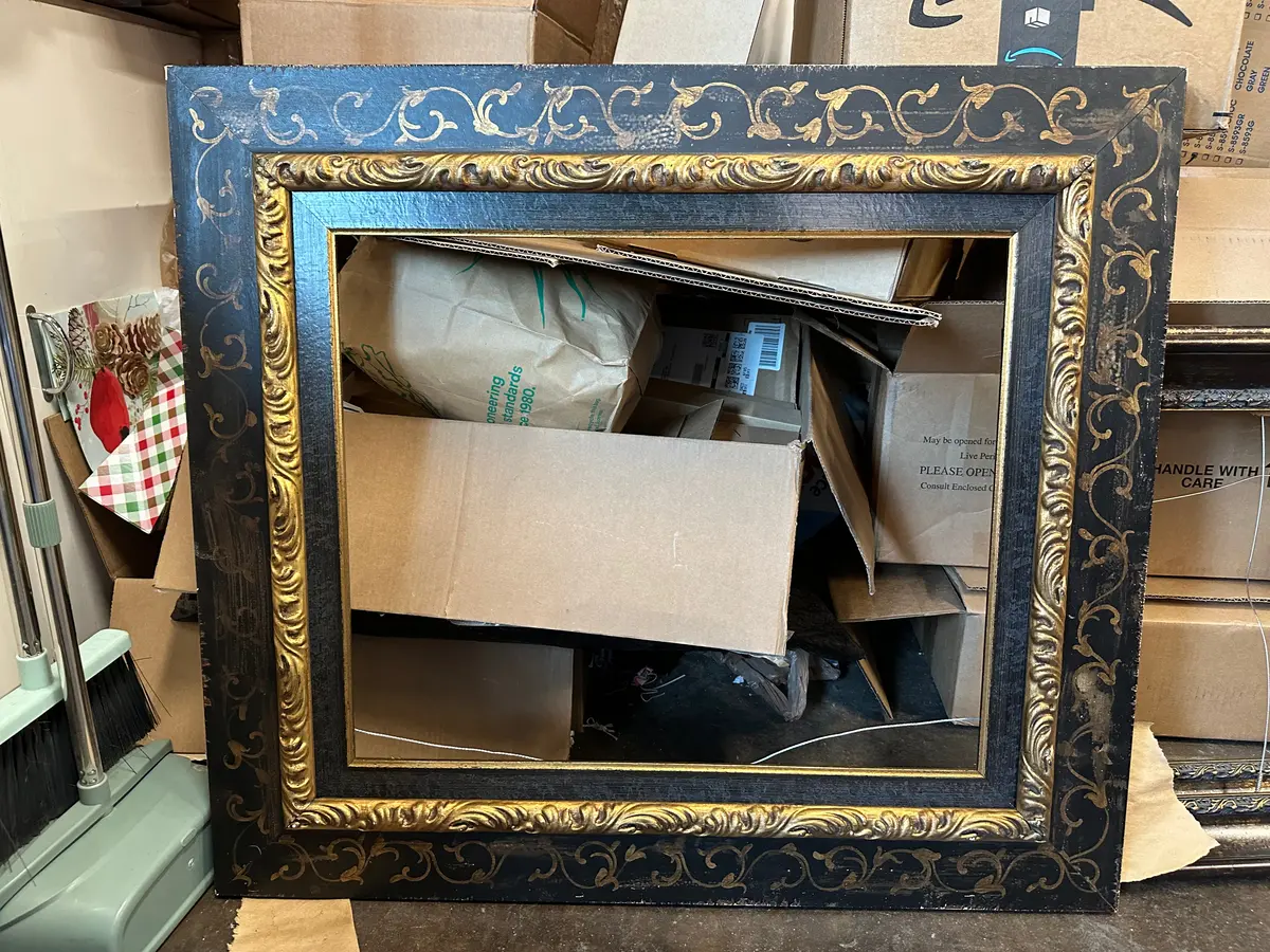 Broad Black Frame With Gilt Stencil And Raised Trim 1