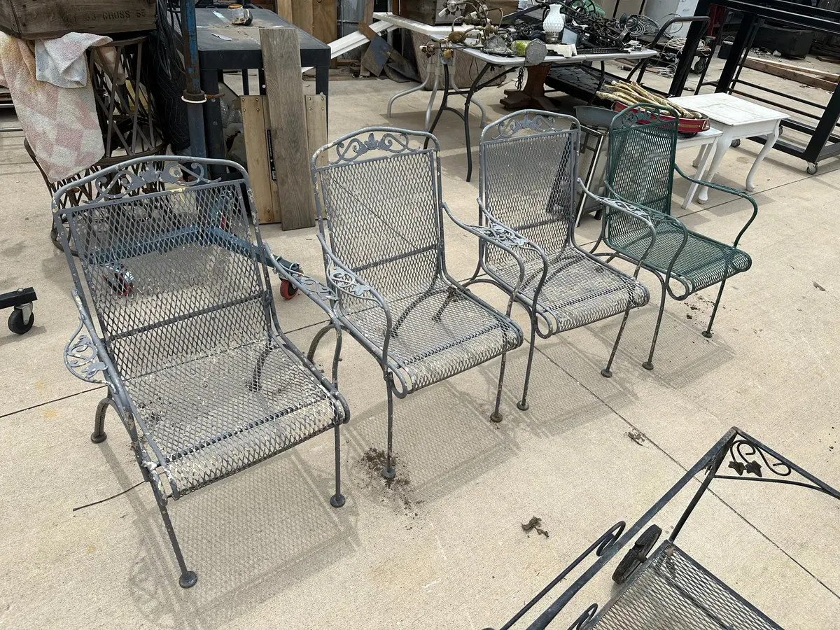 Set Of 4 Mesh Seat Patio Chairs 1