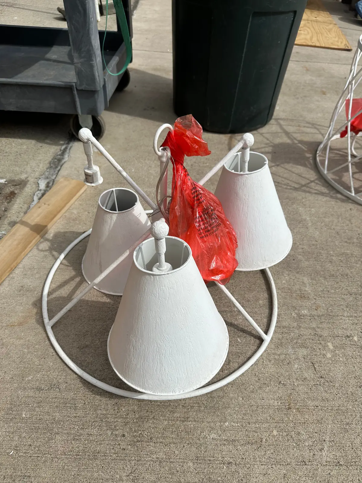 White 3 Light Chandelier With Conical Shades 1
