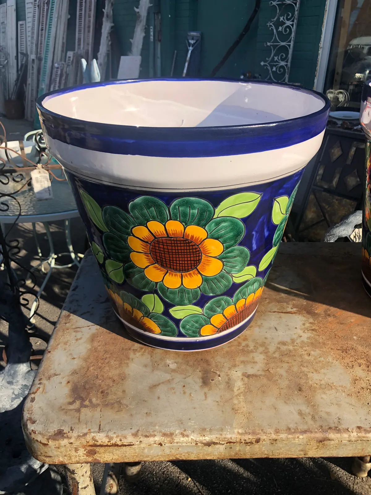 Large Talavera Floral Glazed Pot 1 Of 2 1