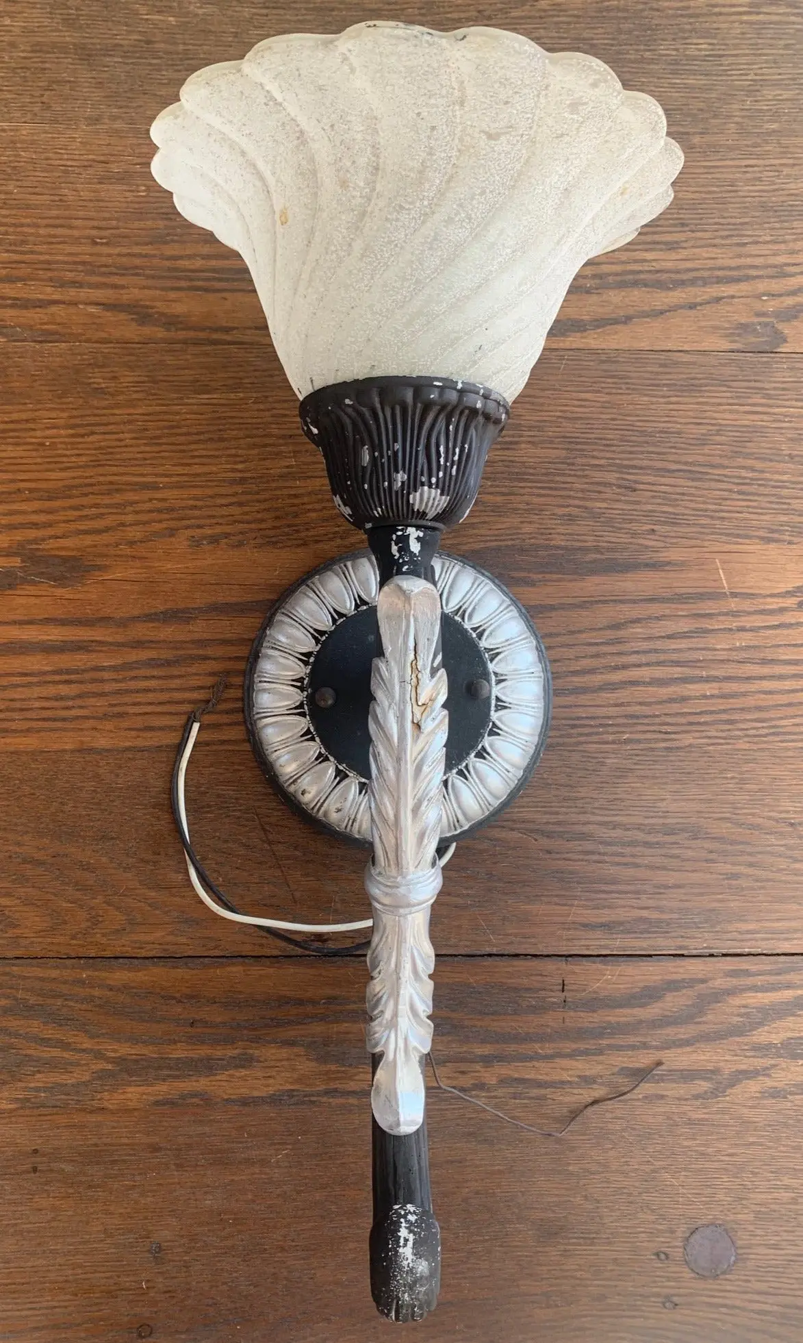 Black And Silver Sconce With Globe 1