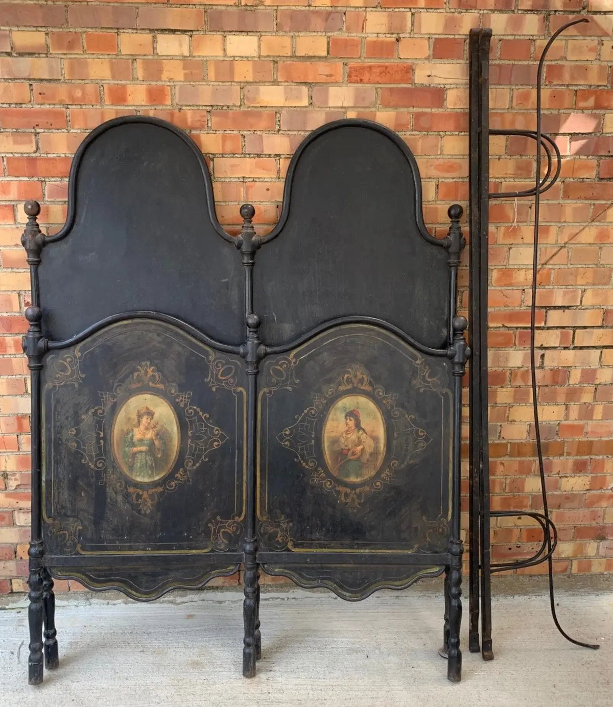 3/4 Size Tole Painted Metal Bed 1