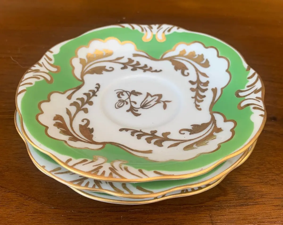 Set Of 3 Green Bavarian Saucers 1