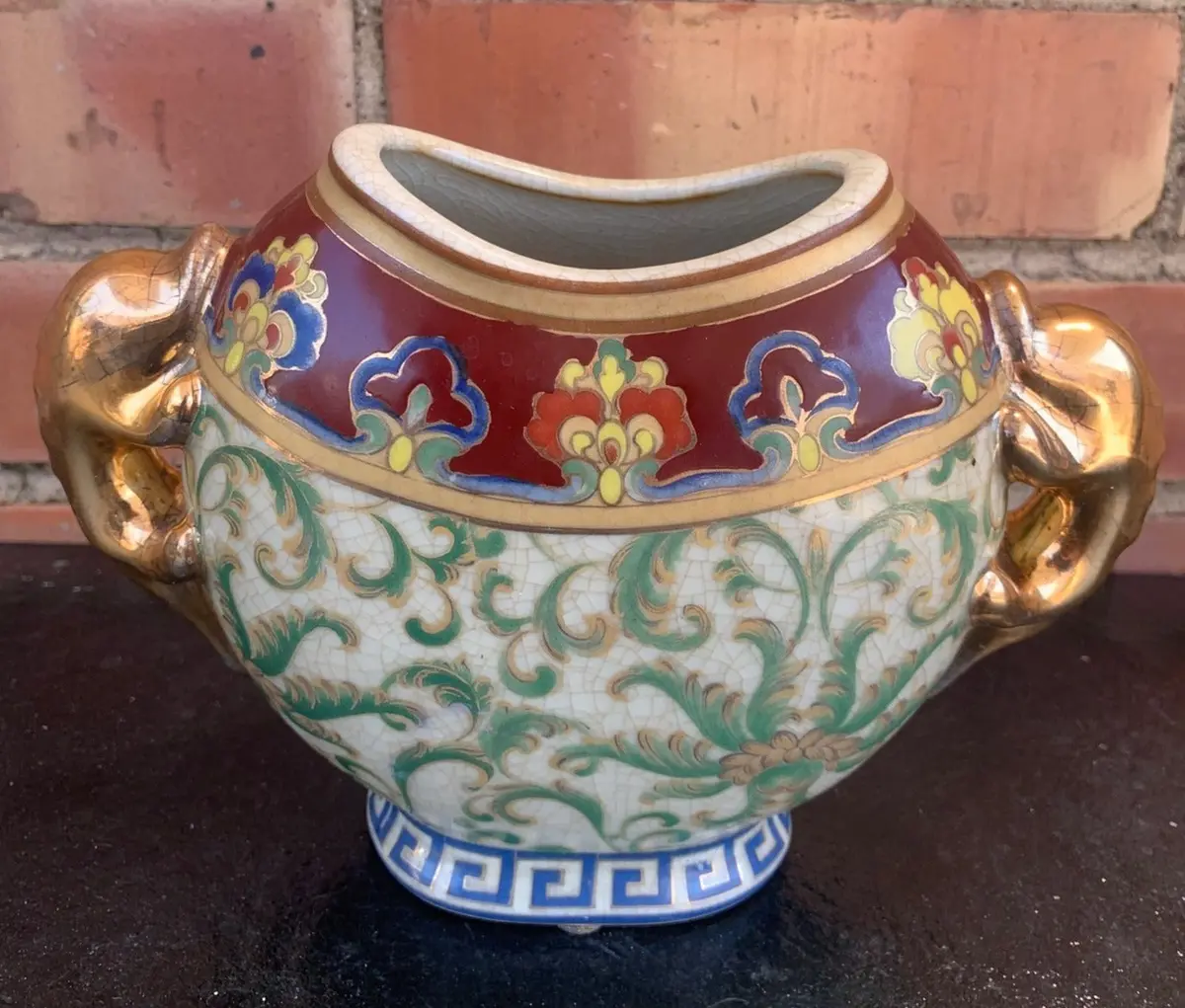 Oval Porcelain Vase With Gold Handles 1