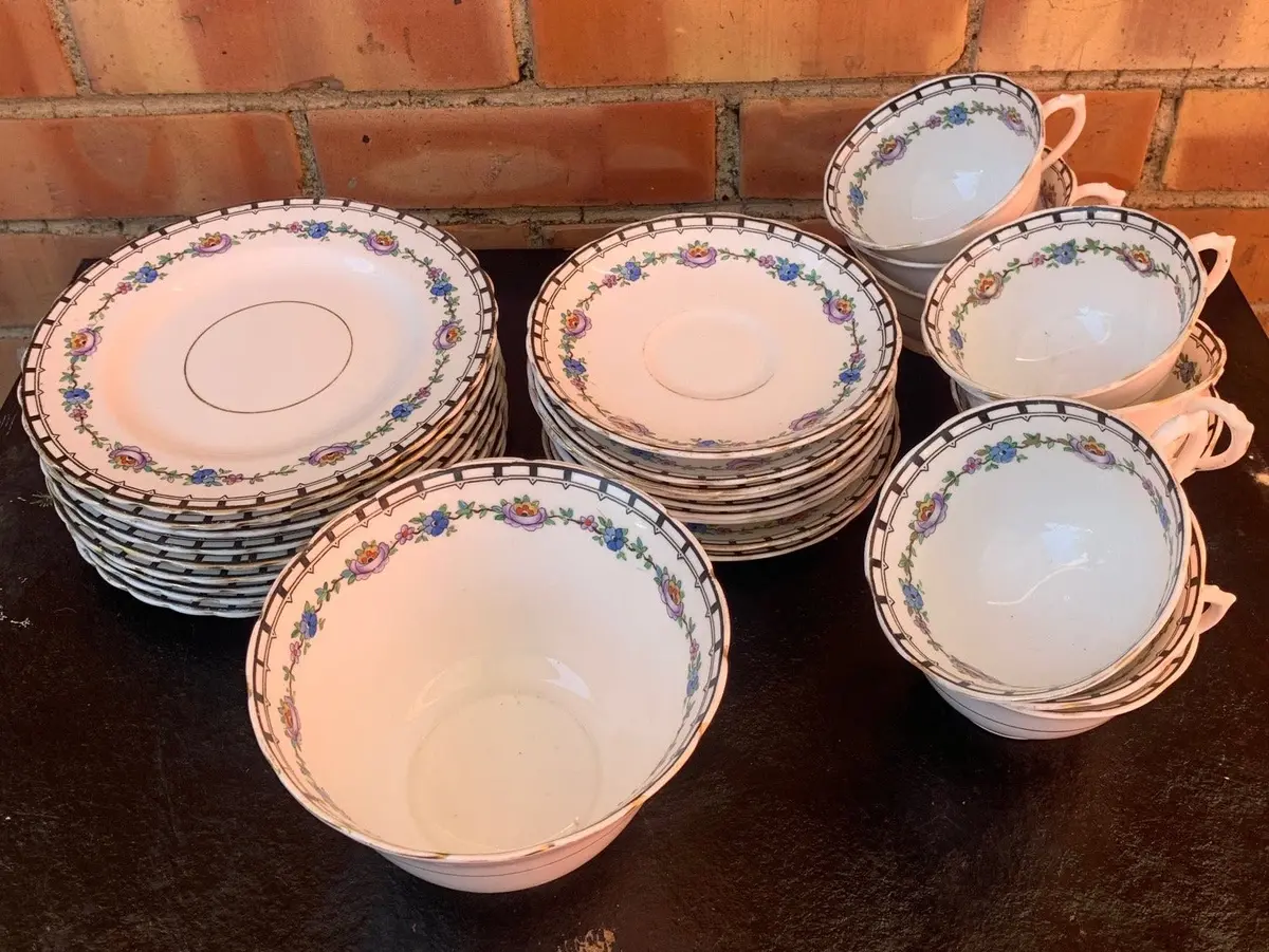 9 Place Tea Set With Cups And Saucers, Tuscan 1