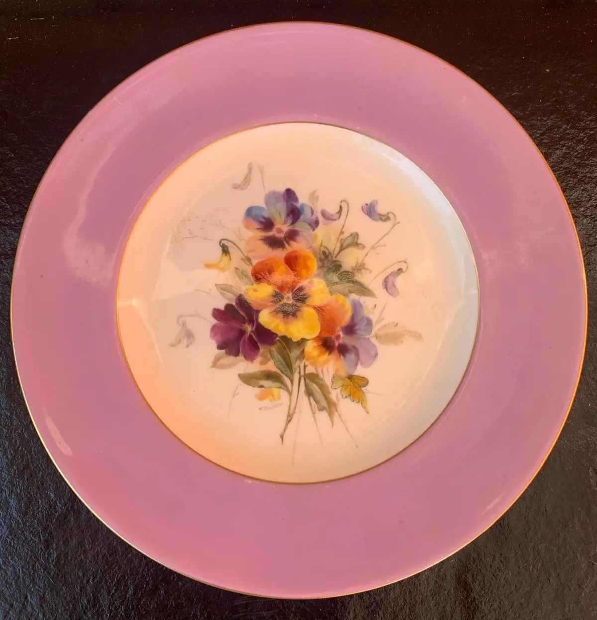 Royal Worchester Pansy Plate With Violet Band 1