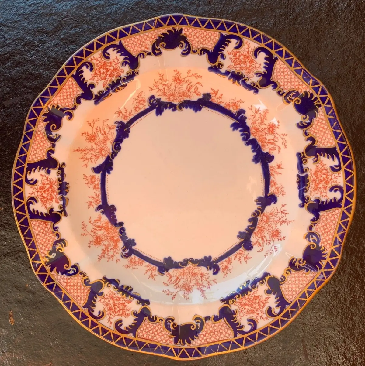 Royal Crown Derby Cobalt With Gold And Rust Plate 1