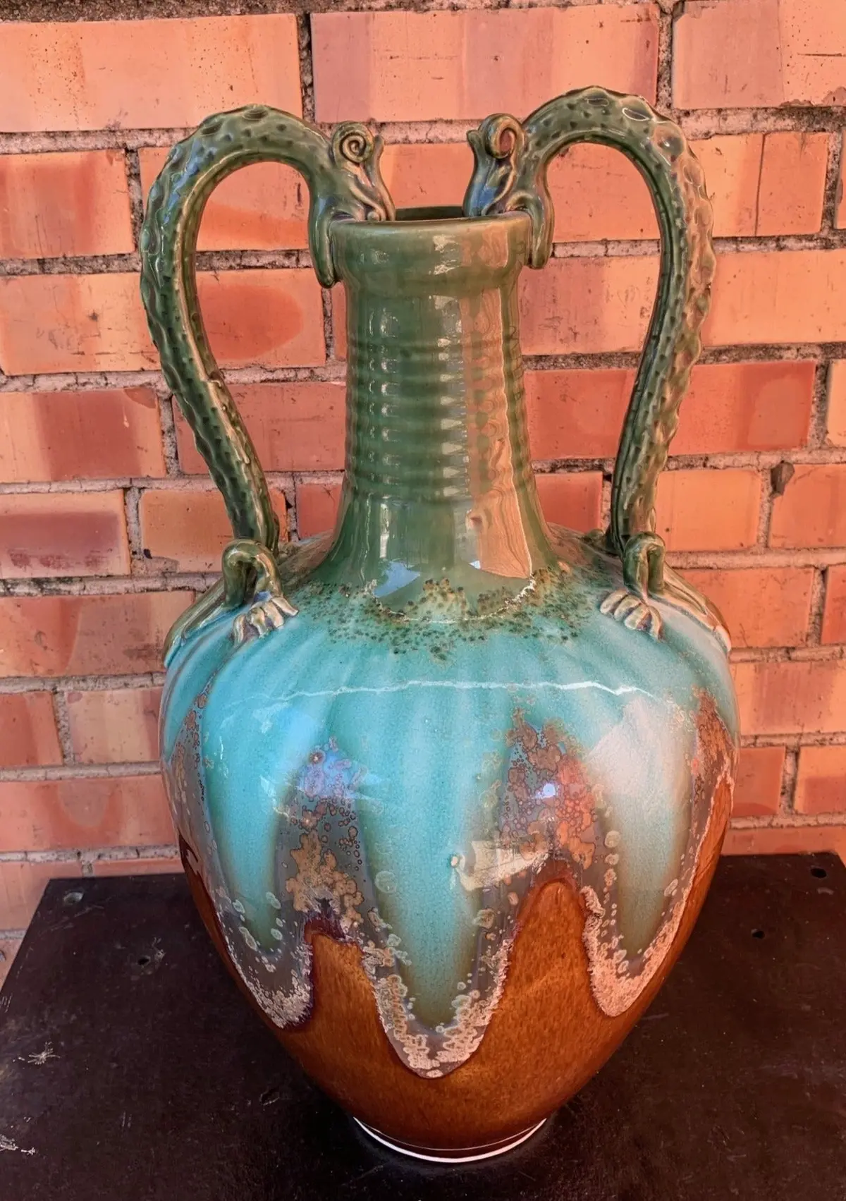Large Amphora Style Chinese Vase Dragon Handle 1