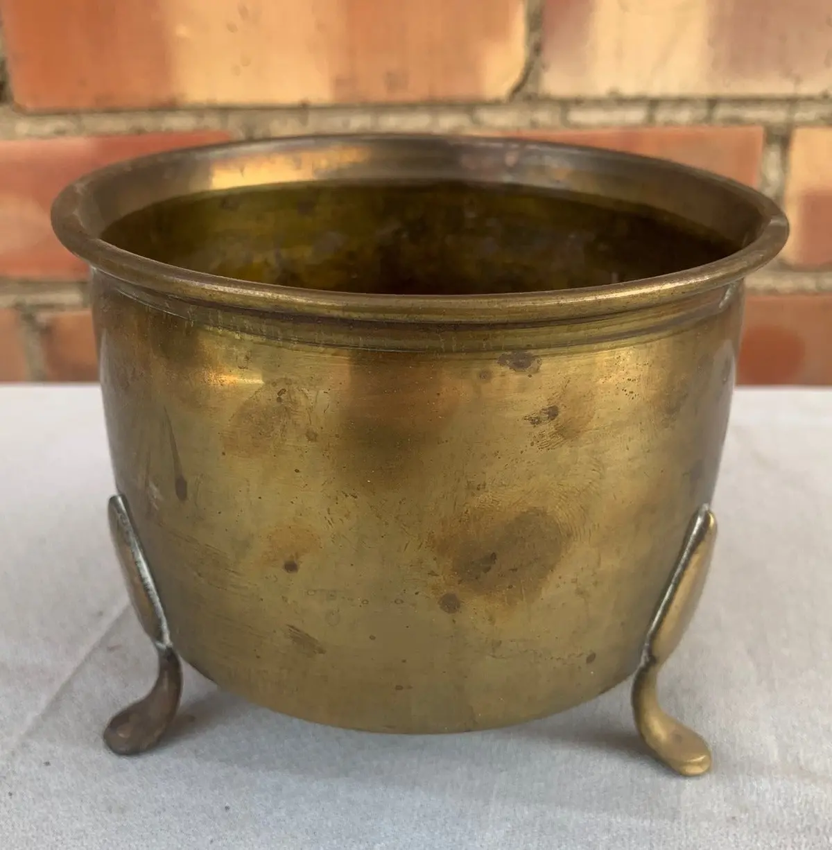 Tiny Tri Footed Brass Jardiniere 1