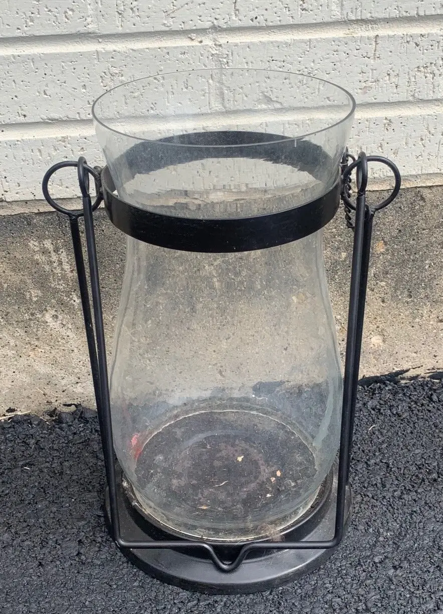 Black And Clear Glass Large Candle Holder 1