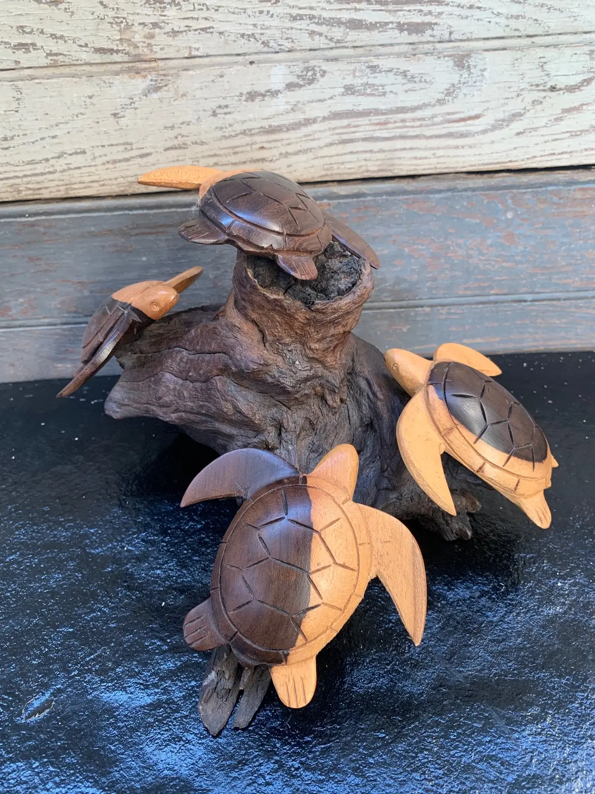 Sculpture Of Turtles On Driftwood - As Found 1