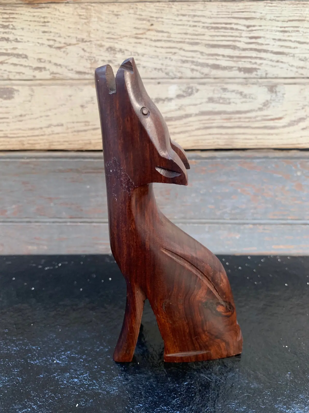 Carved Rosewood Coyote Silhouette - As Found 1