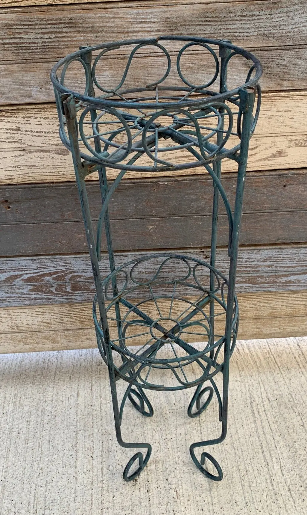 Green 2-Tier Iron Plant Stand 1