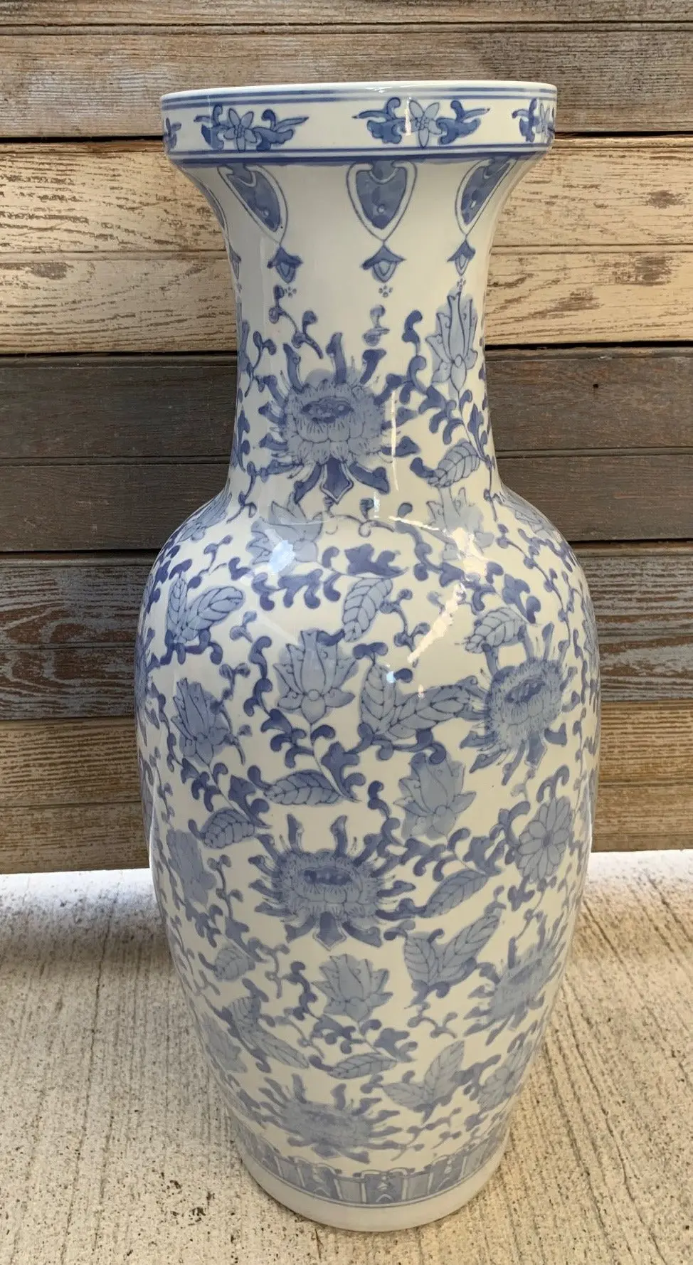 Tall Blue And White Vase 1