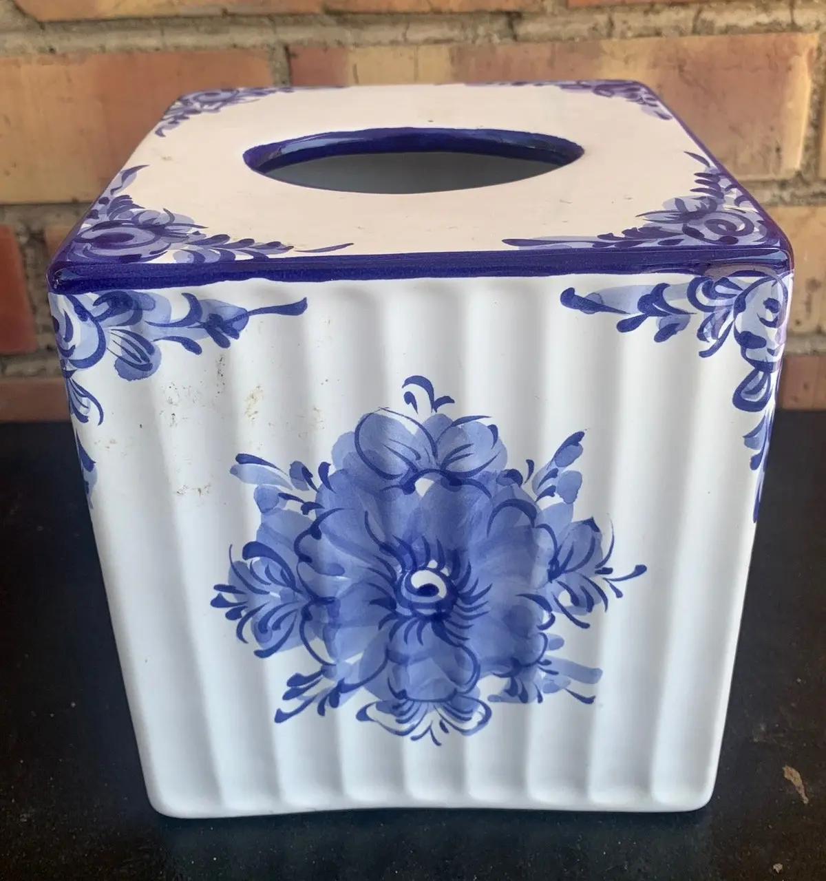 Blue And White Hand Painted Tissue Box Cover 1