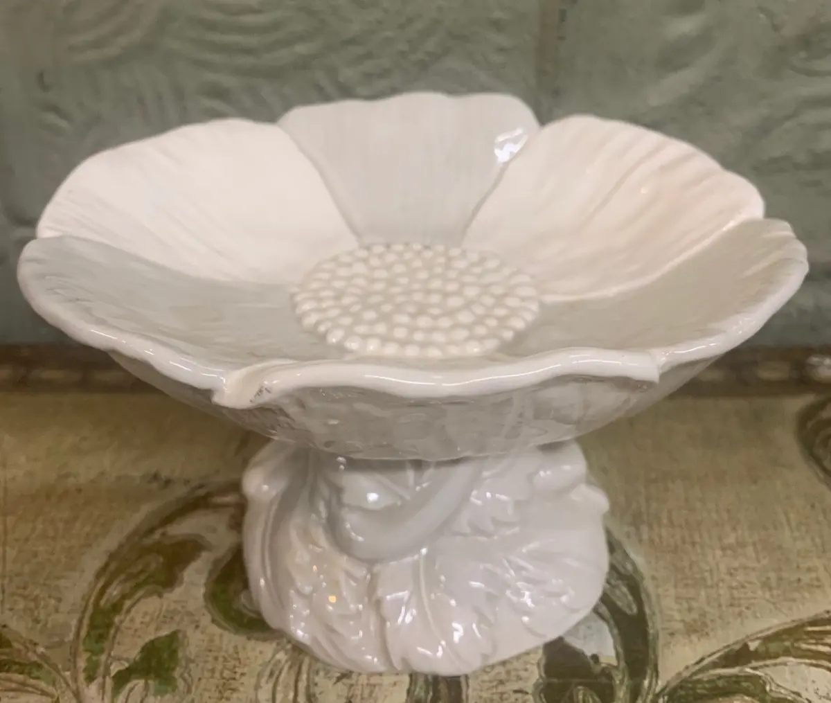 Small Art Nouveau Flower Shaped Ceramic Compote 1