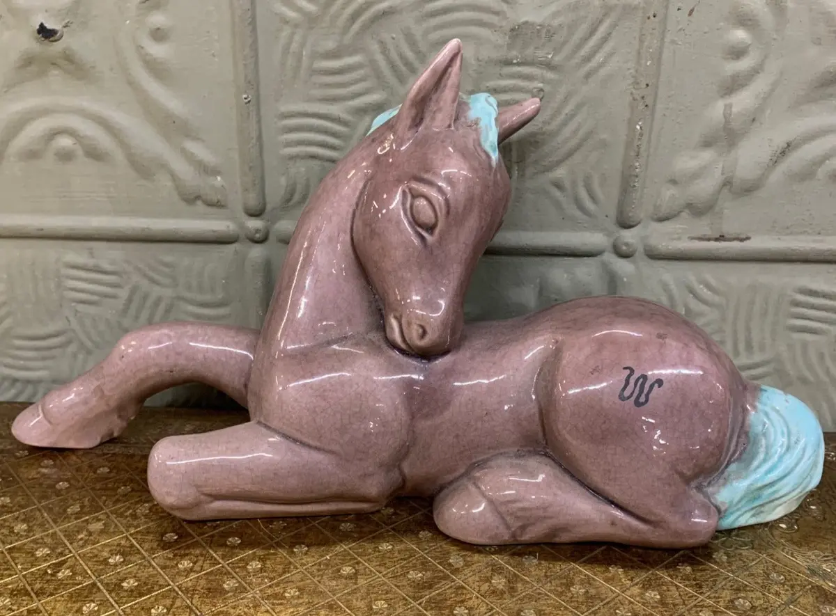 Goldscheider Ceramic Purple And Aqua Foal 1