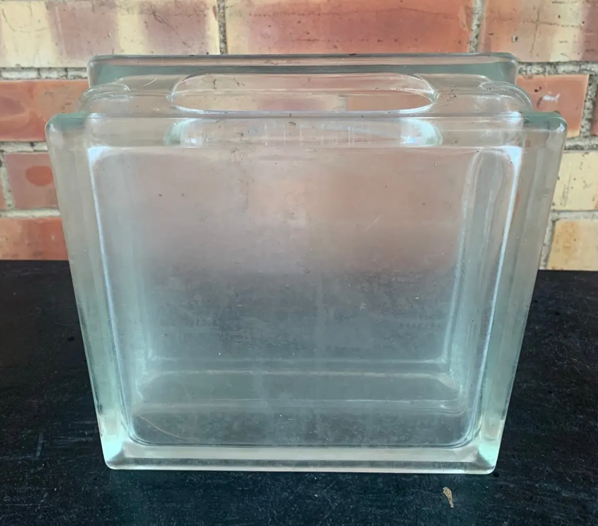 Clear Deco Style Square Glass Block Vase 1