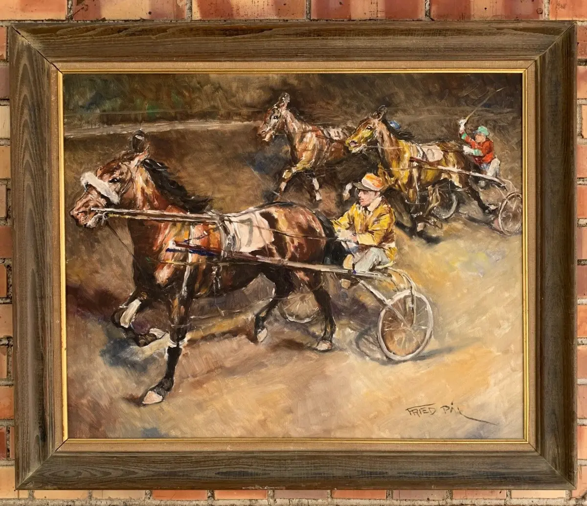 Framed Fried Pal Carriage Race Painting 1