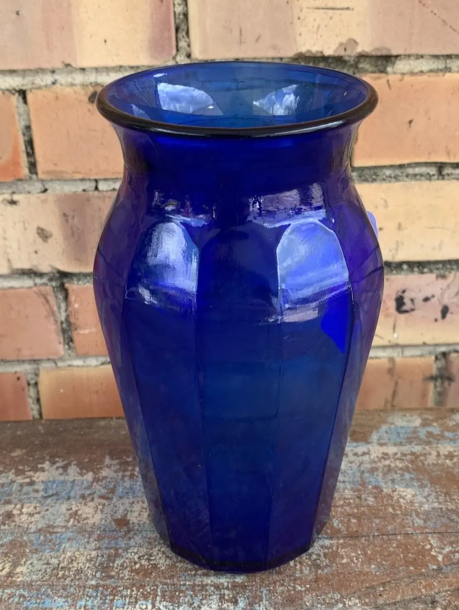 Large Paneled With Flared Mouth Cobalt Vase 1