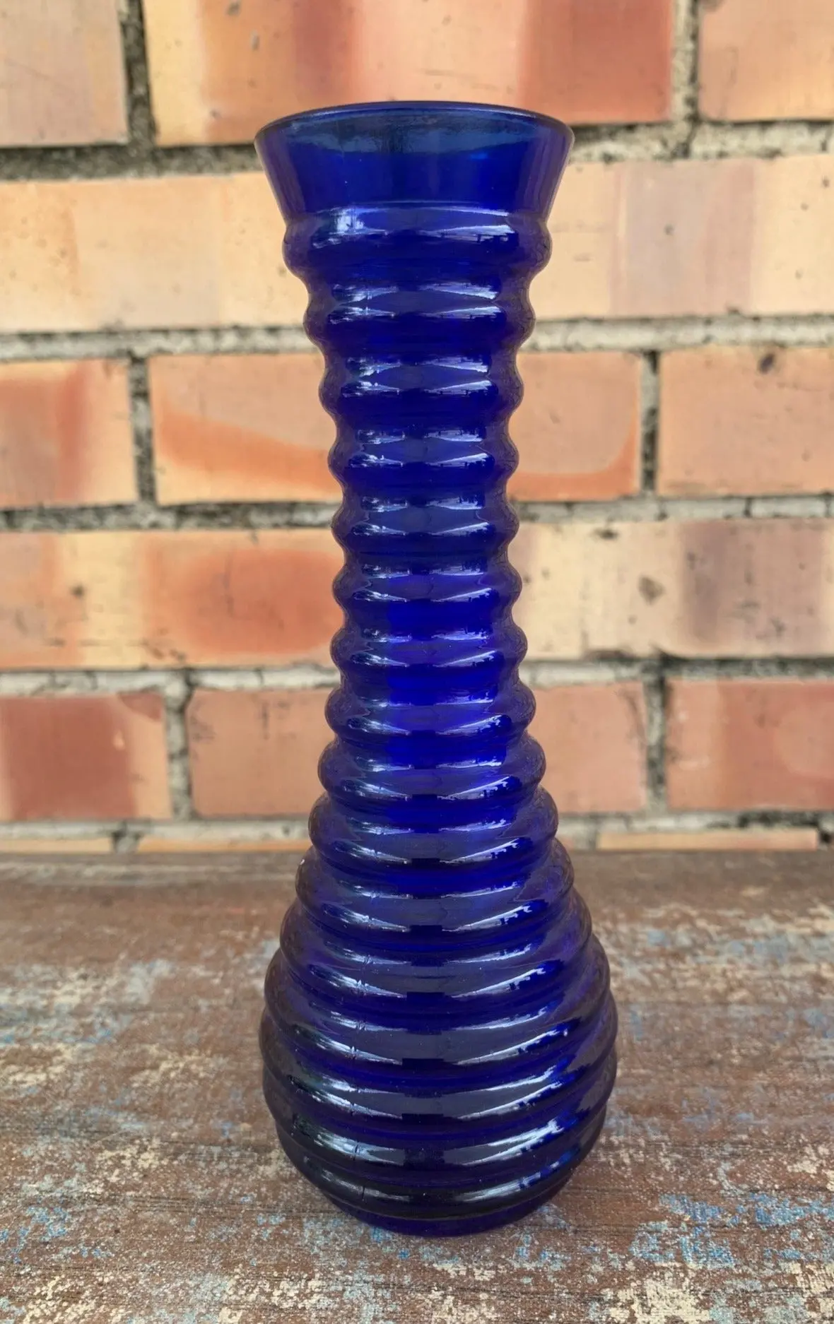 Ribbed Cobalt Vase 1