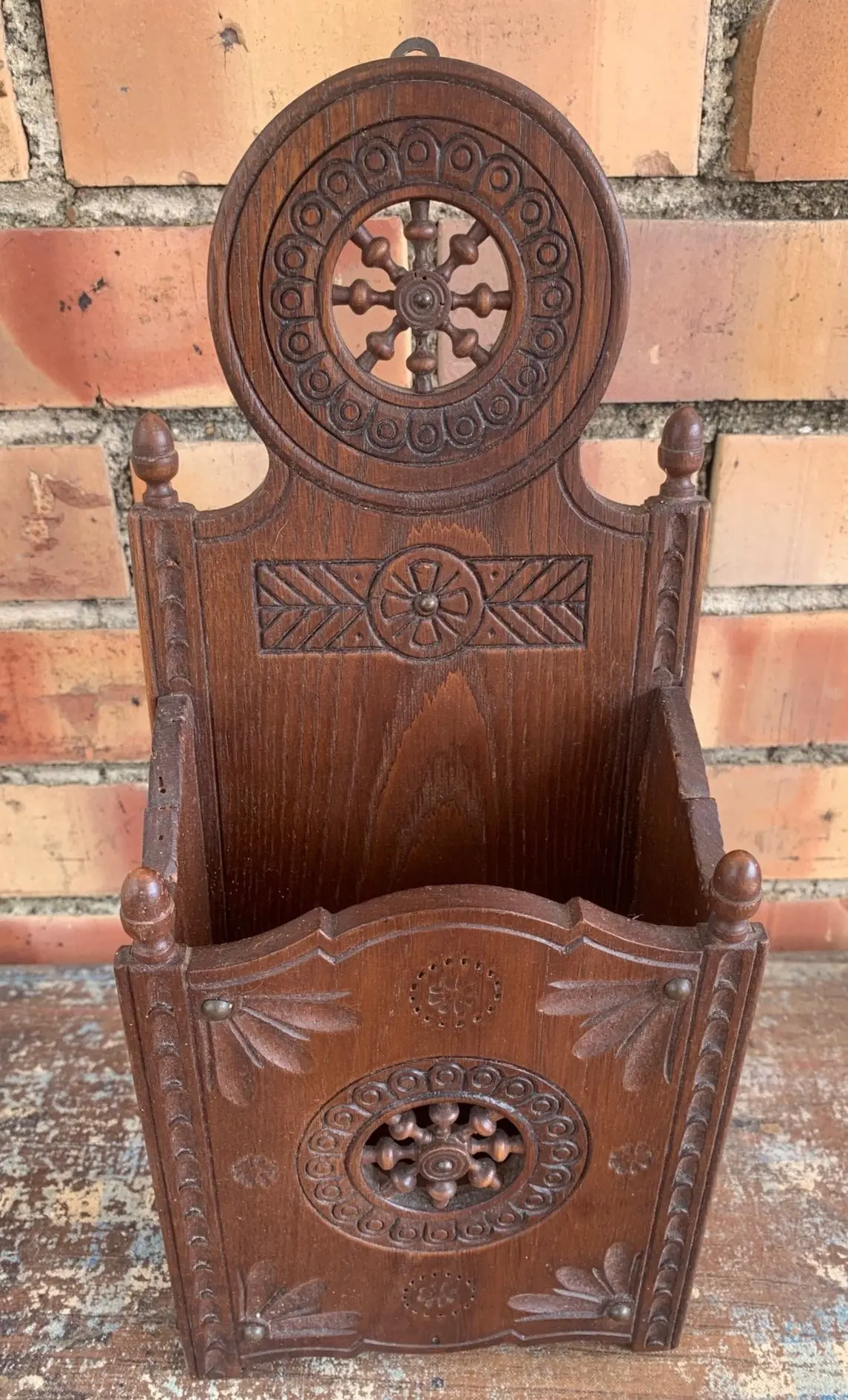 Taller French Breton Oak Letter Holder 1