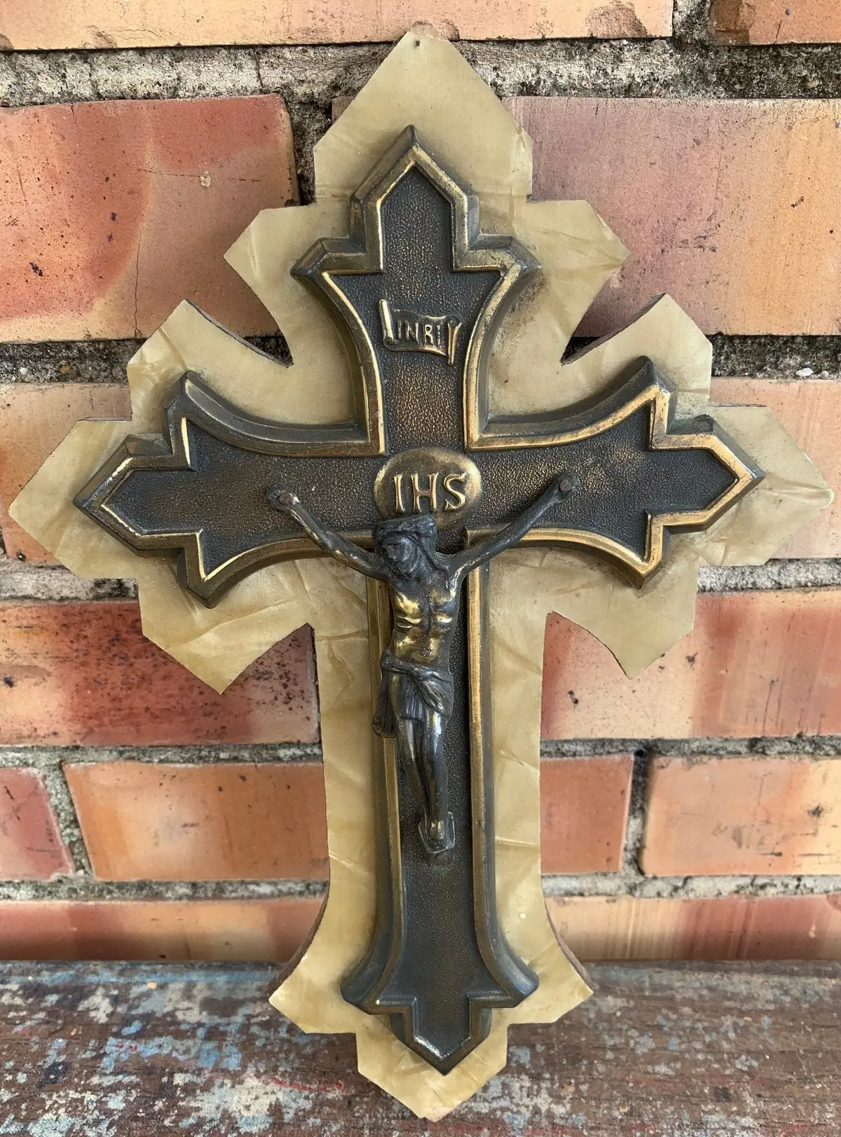 Small Brass Crucifix With Laminate 1