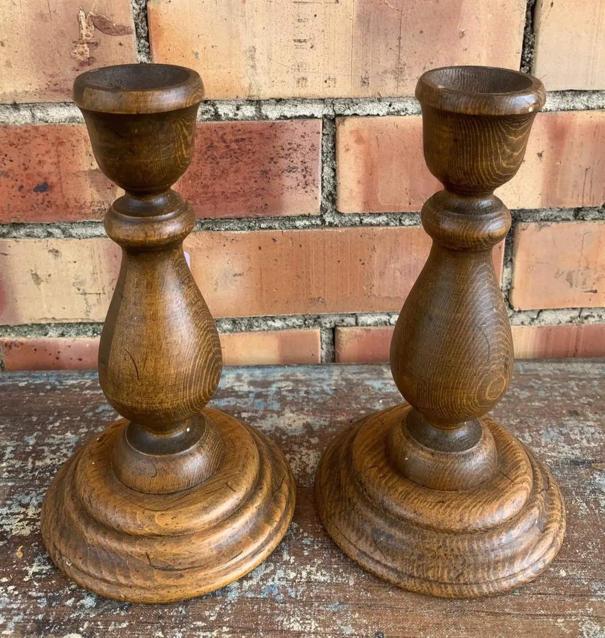 Pair Of Wooden Candlesticks 1