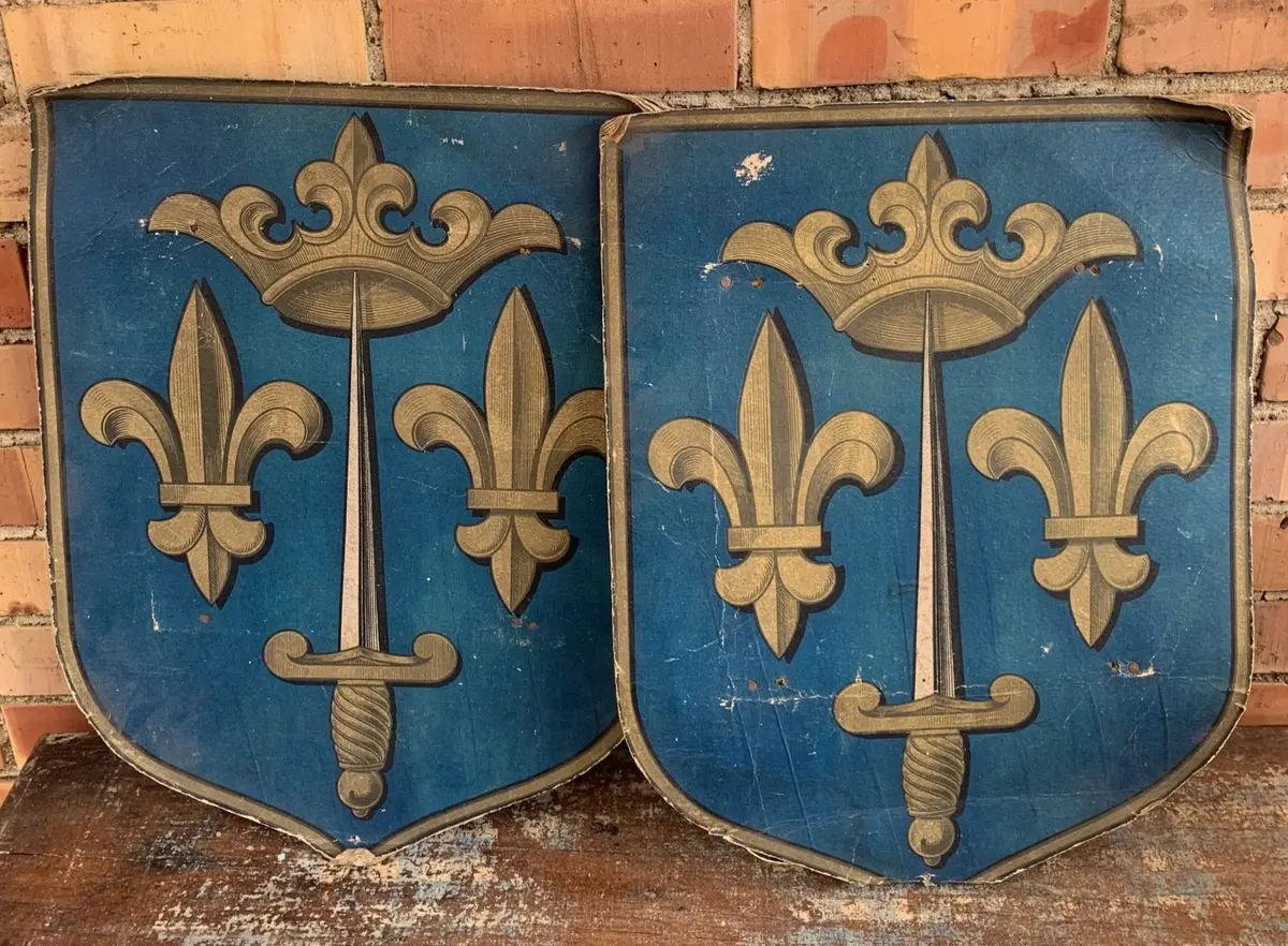 Pair Of Fleur De Lis Blue Banners 1
