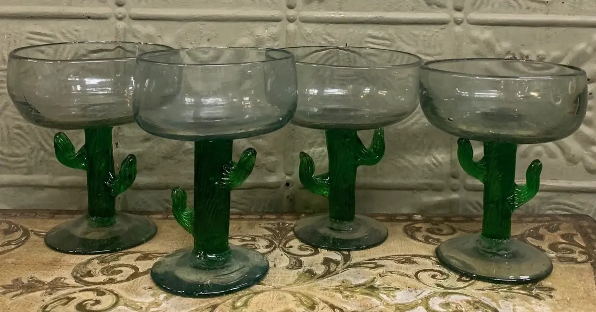 Set Of 4 Cactus Stem Margarita Glasses 1