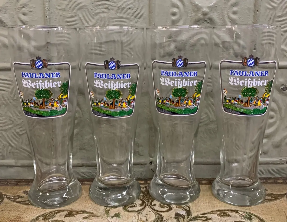 Set Of 4 Tall Paulaner Beer Glasses 1