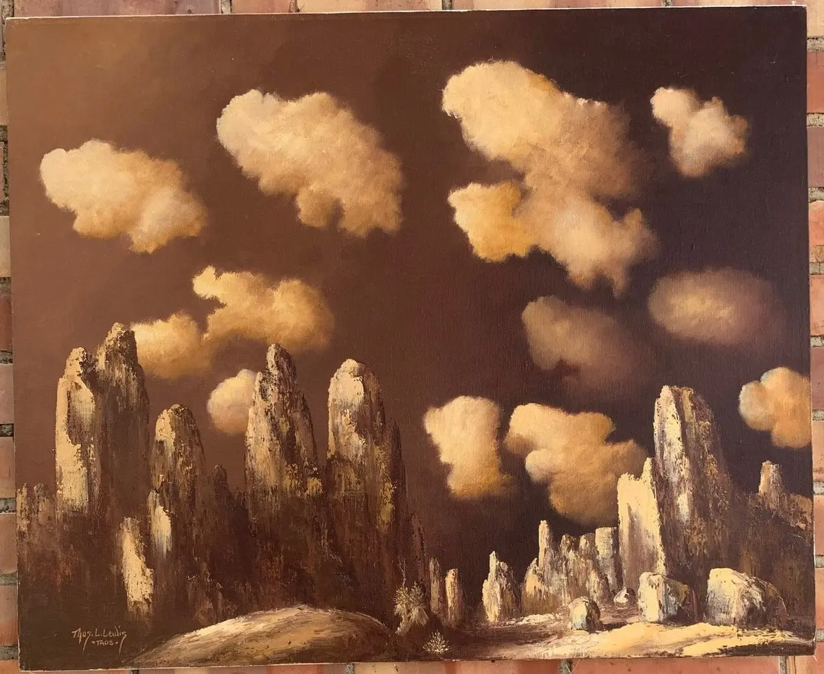 Unframed Oil Painting Of Desert Spires By Toas Artist By Thomas Lewis 1