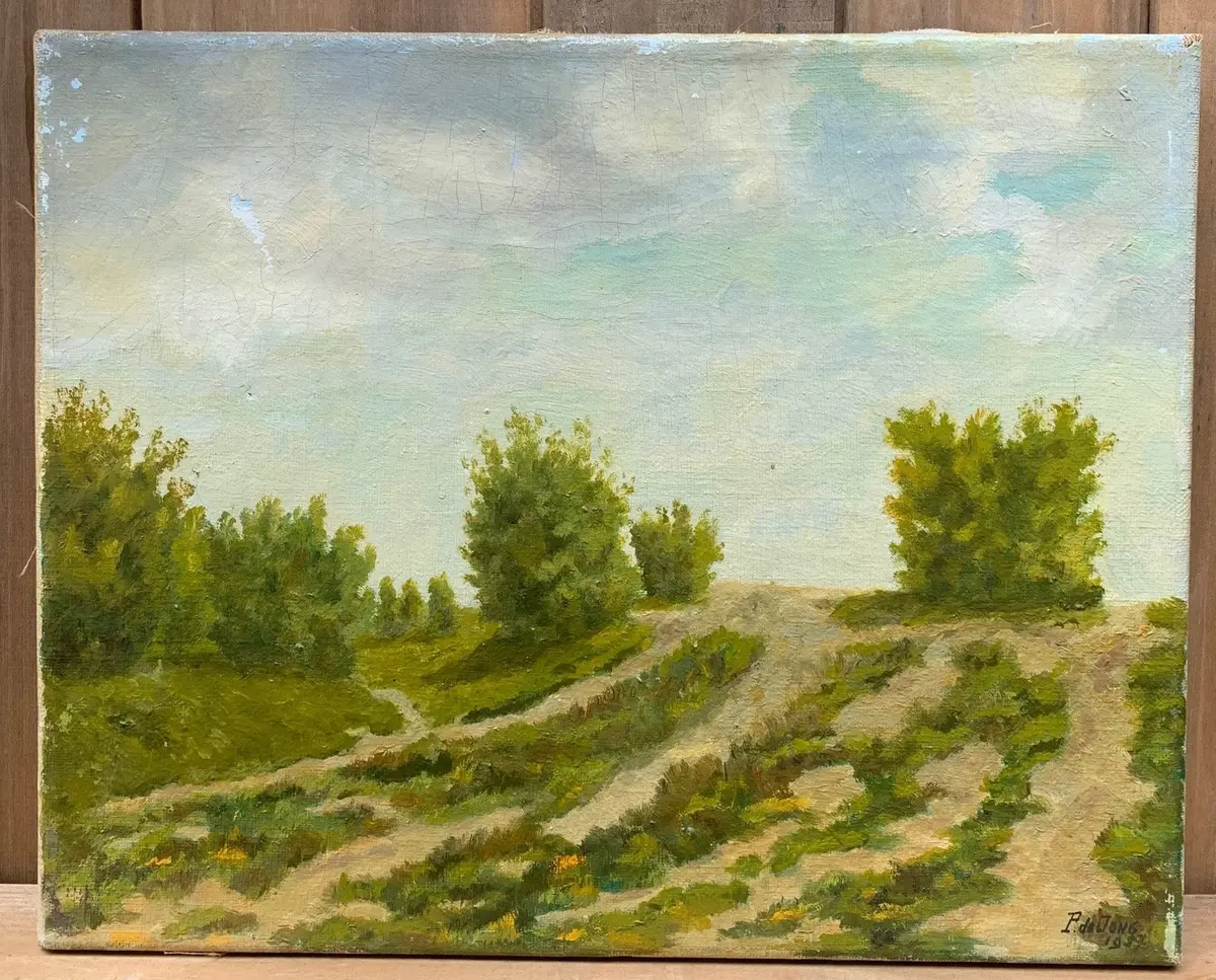 Landscape Oil Painting - As Found Signed P.D.E Jong 1957 1