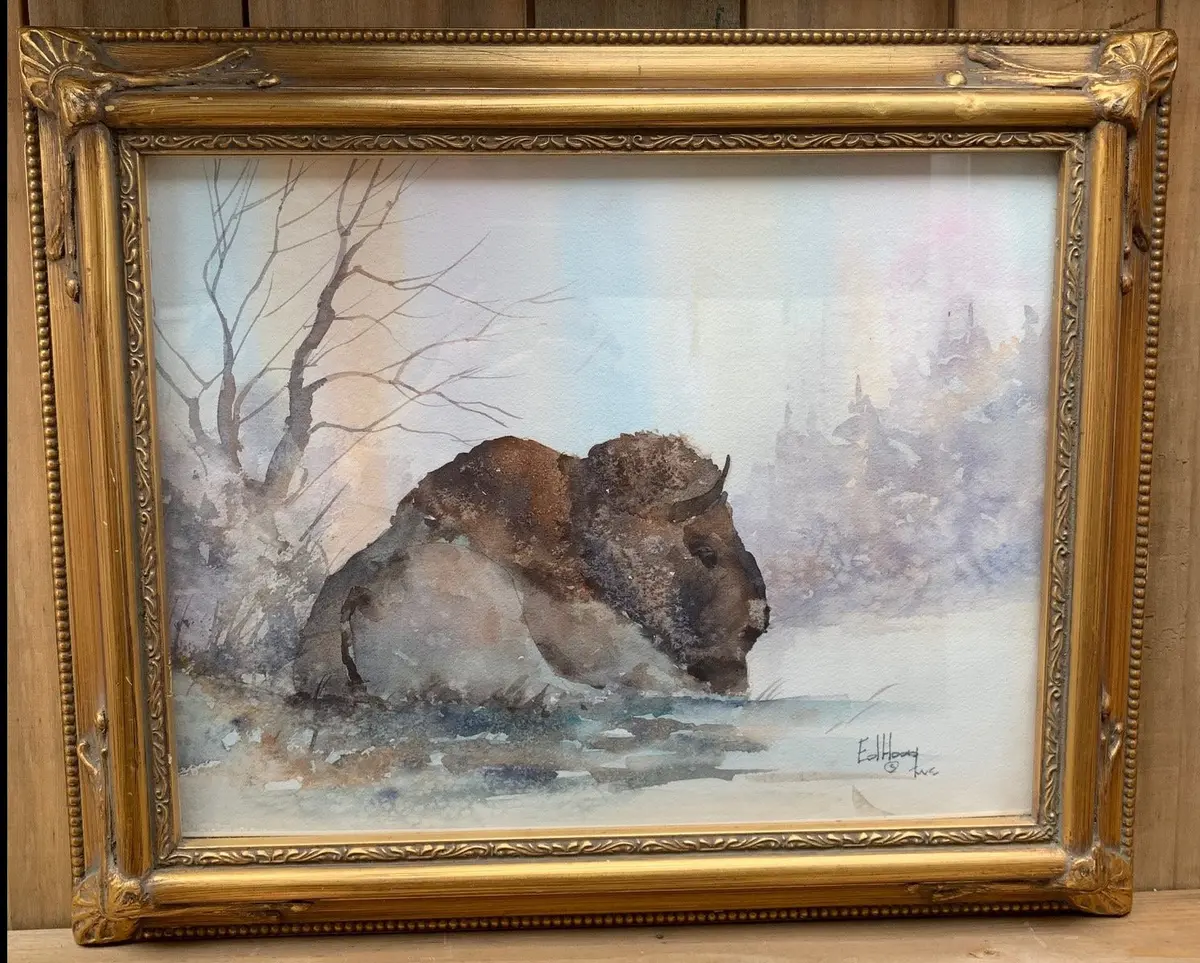 Watercolor Painting Of Buffalo By Ed Hoag 1