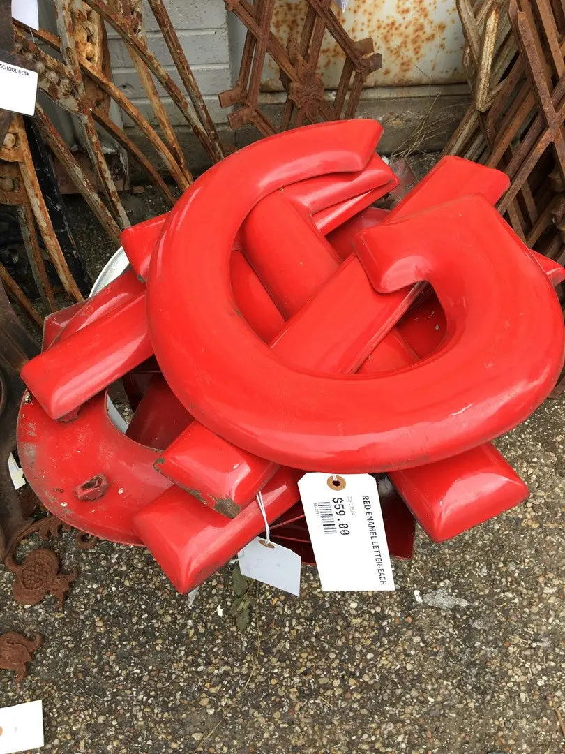 Red Enamel Letter-Each 1