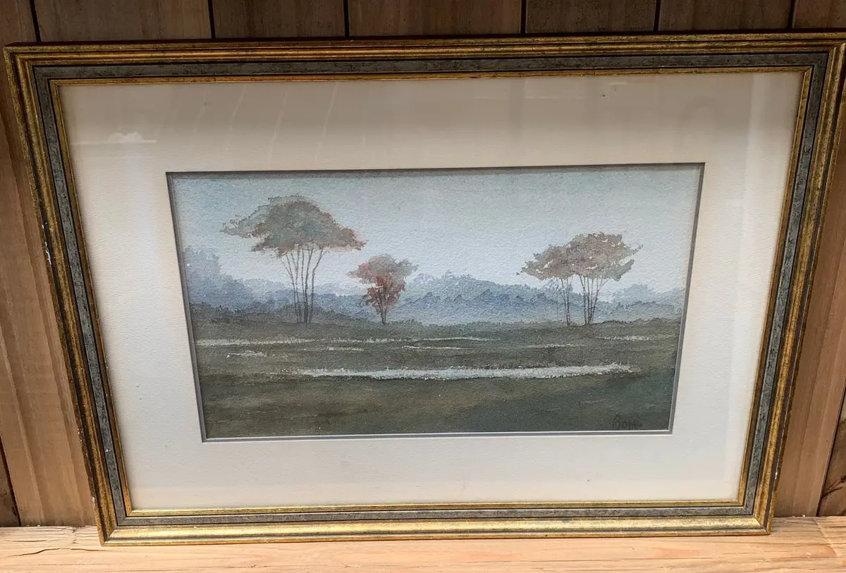Watercolor Landscape Painting Signed Bova 1