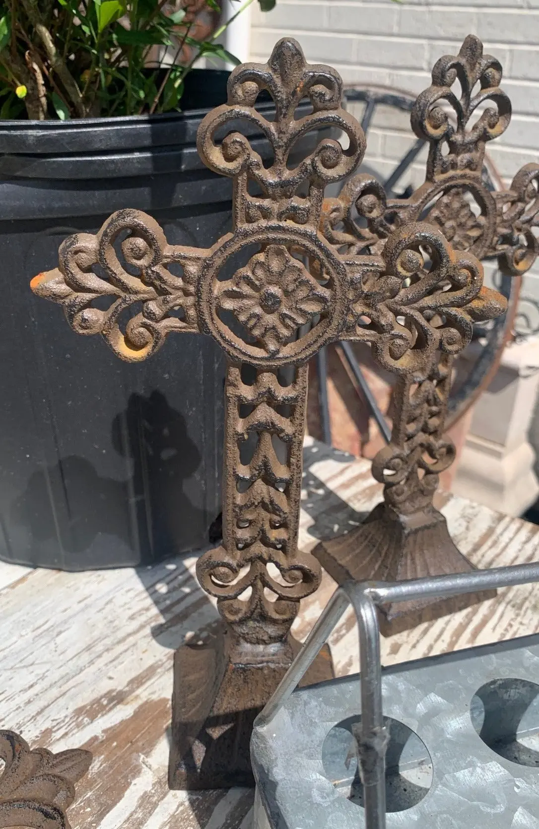 Standing Cast Iron Crucifix 1