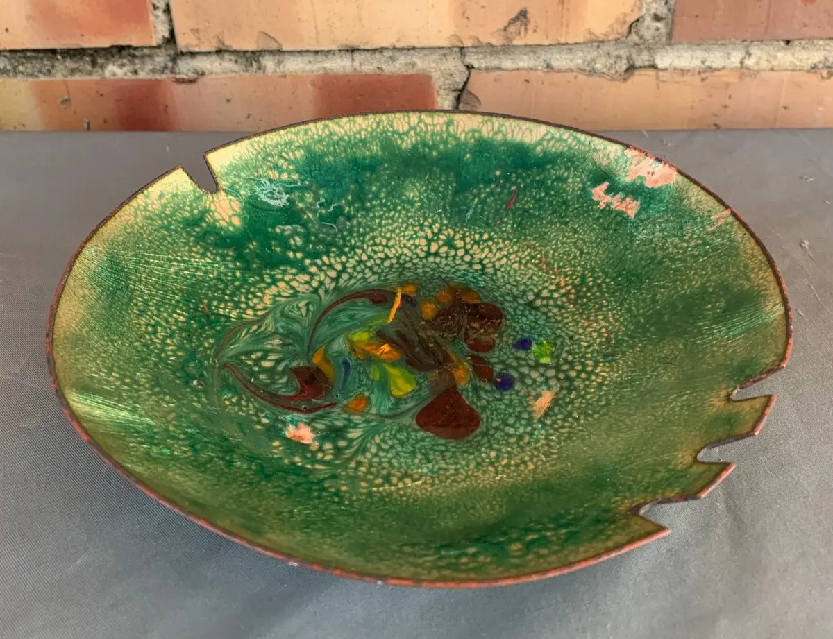 Modern Enameled Copper Ashtray 1