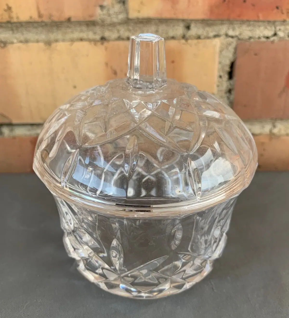 Clear Pressed Glass Lidded Dish 1