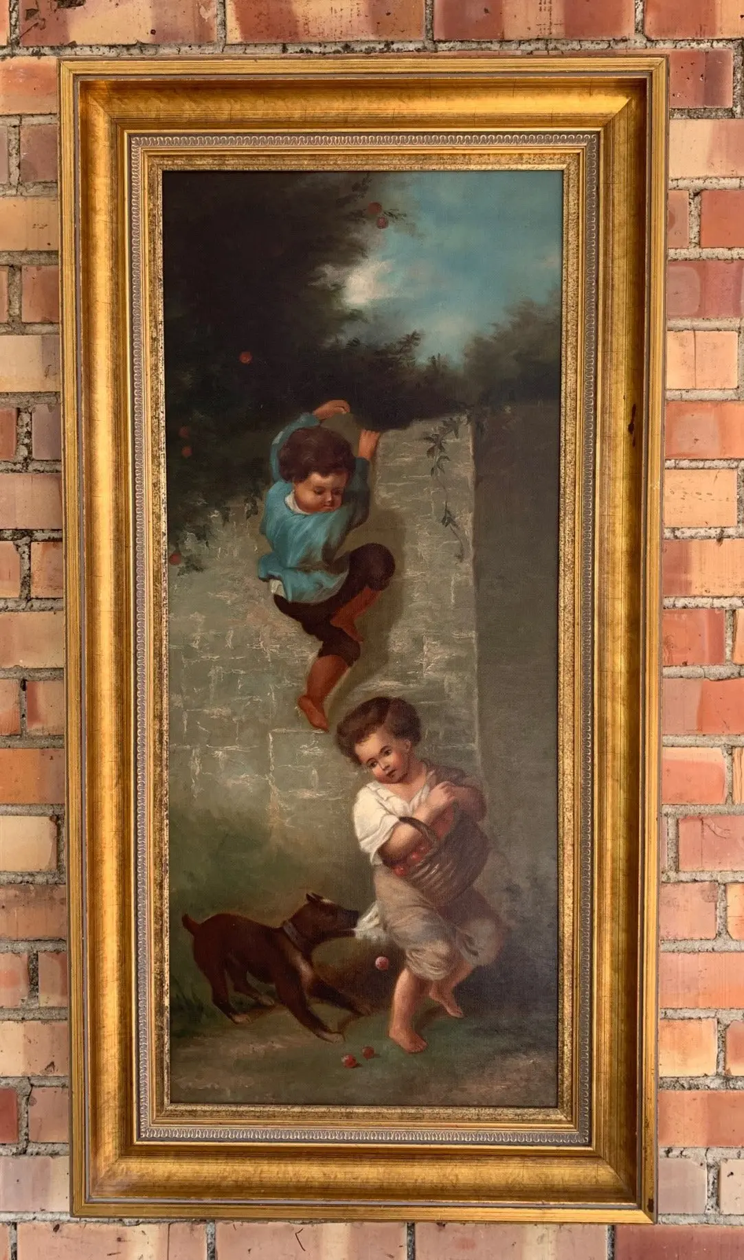 Vertical Painting 19Th Century Kids Frolicking 1