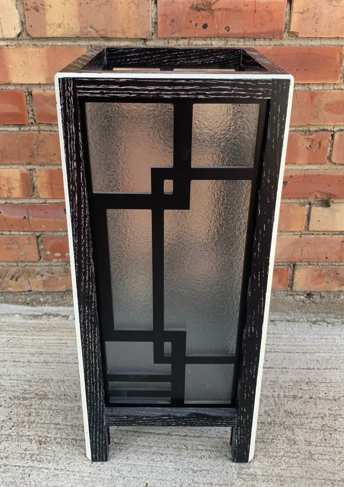 Ebonized Oak Modern Asian Lantern With Mullions 1