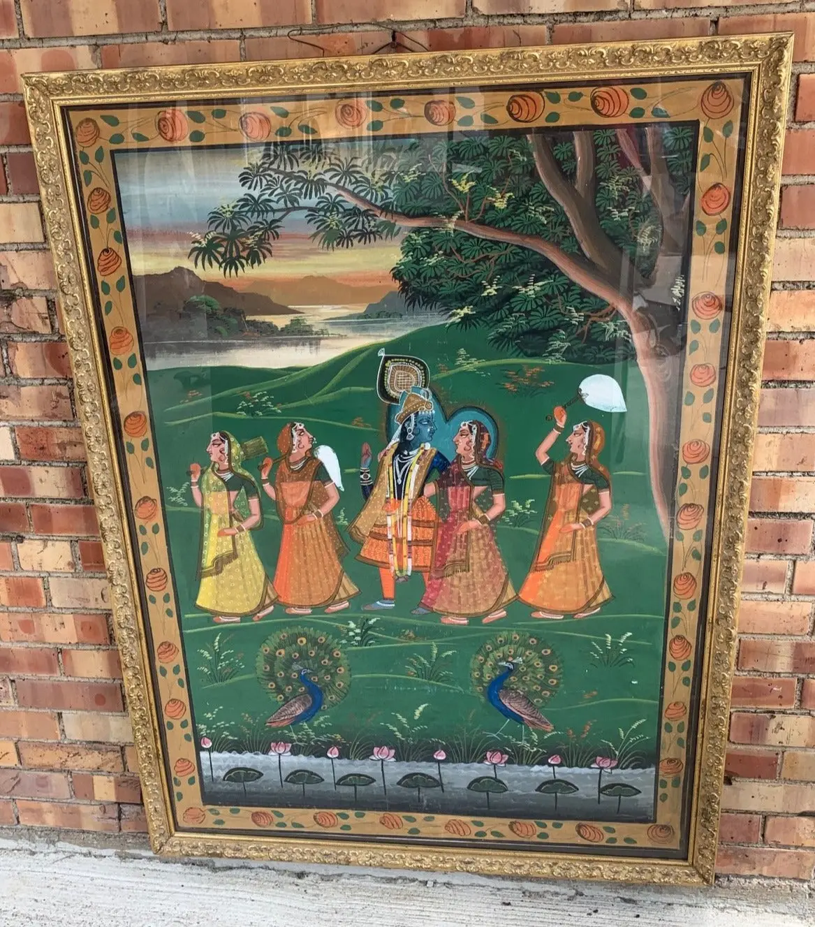Batik Large Gold Framed Indian Wedding Painting 1