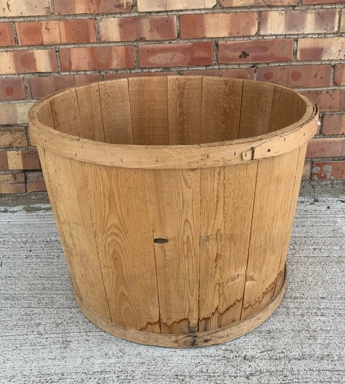 Raw Wood Barrel Planter 1