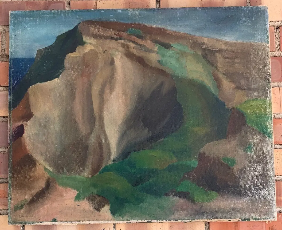 As Found Unframed Mountains Oil On Canvas Painting 1