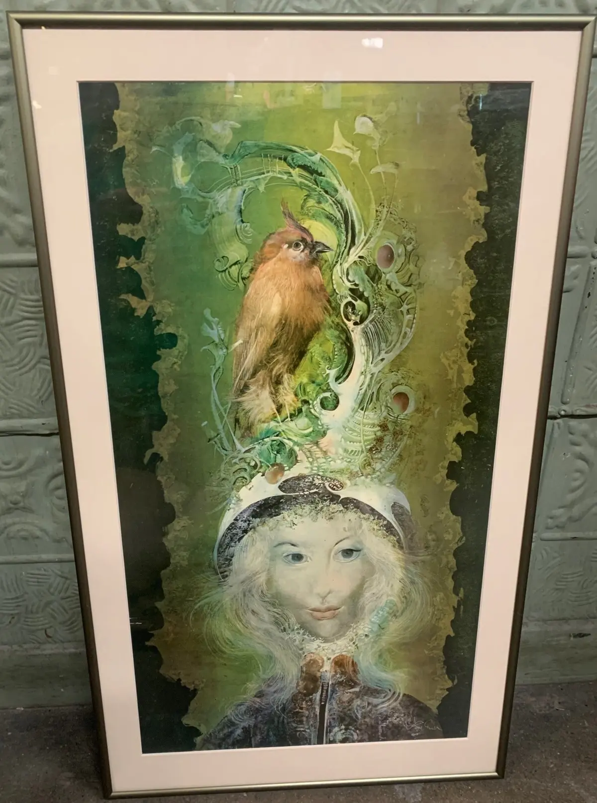 Vertical Framed "The Red Bird" Print 1
