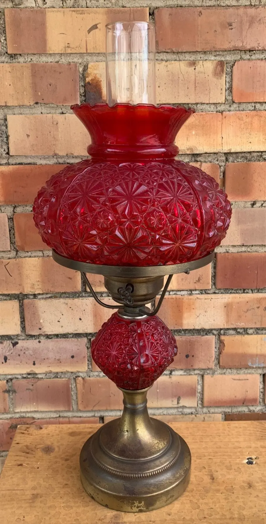 Red Hurricane Glass Lamp 1