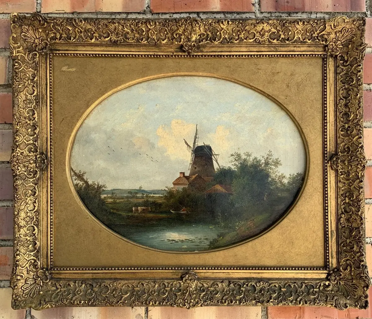 Small Gold Framed Dutch Oil Painting 1