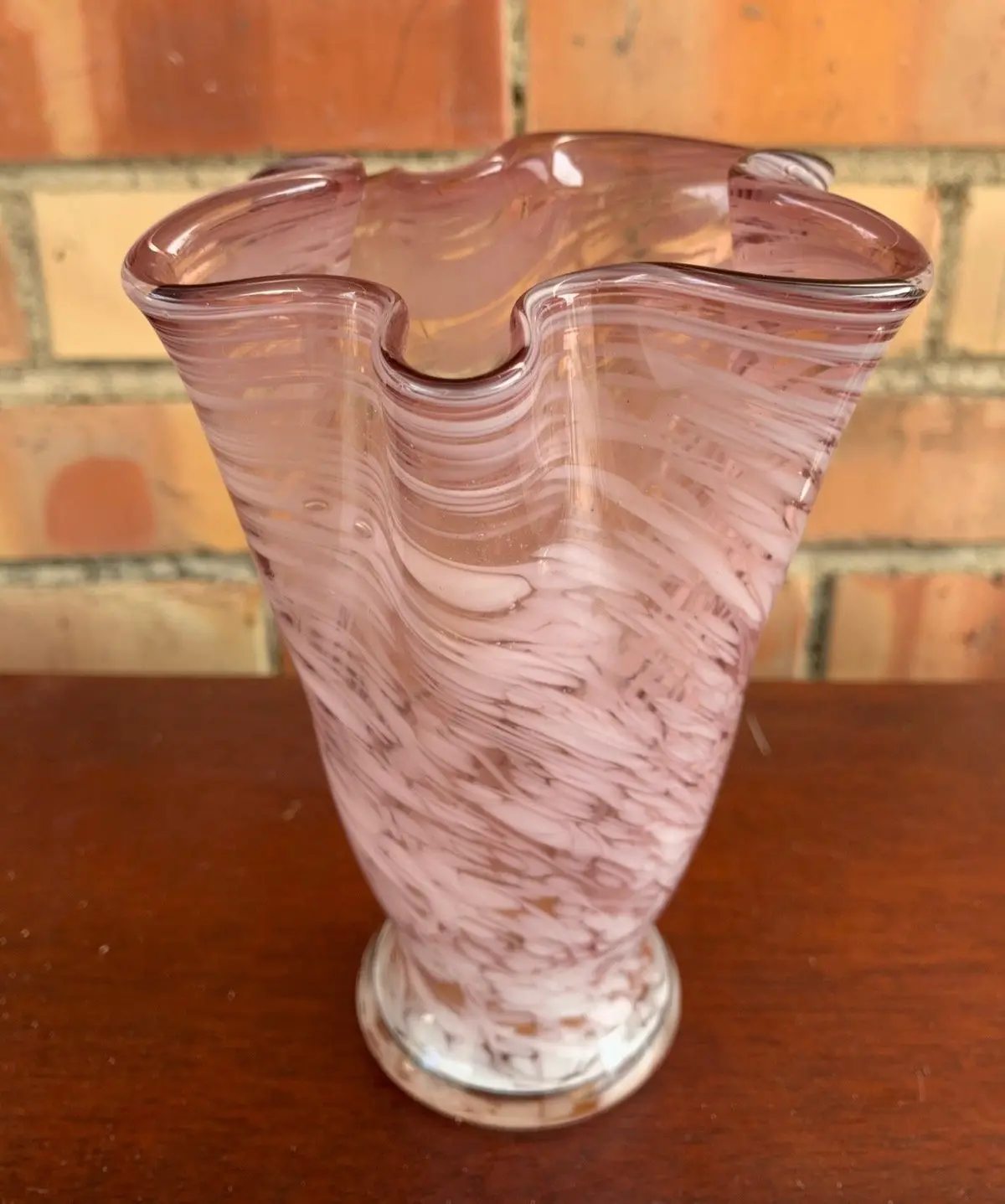 Lavender And Clear Art Glass Small Vase 1